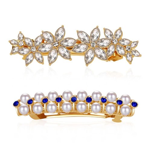 Flower Luxury Jewelry Design Pearl Hair Clips Hairpin Rhinestone Hair Barrette Clip,Women Girls Hair Accessories for Party Wedding Daily Diamond Clips Barrett