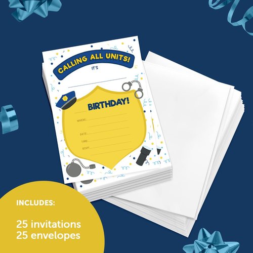 Desert Cactus Police 2 Invitations (25 ct.) Invite Cards Happy Birthday Invitations Invite Cards With Envelopes Girls Boys Kids Party (25ct)
