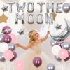 Two the Moon Birthday Decorations for Girl-Space 2nd Birthday Party Supplies Outer Space Astronaut Second Party Decor with Two The Moon Foil Balloon Banner Silver Moon and Star Foil Balloons