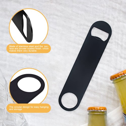 KTOJOY 4 PACK Stainless Steel Flat Bottle Opener, Beer Bottle Opener, 7inch, with Exquisite Packaging, for Kitchen, Bar or Restaurant, Black,