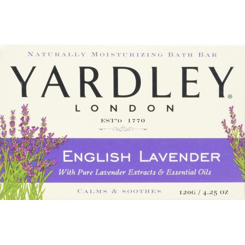 Yardley London English Lavender with Essential Oils Soap Bar, 4.25 oz Bar (Pack of 8)