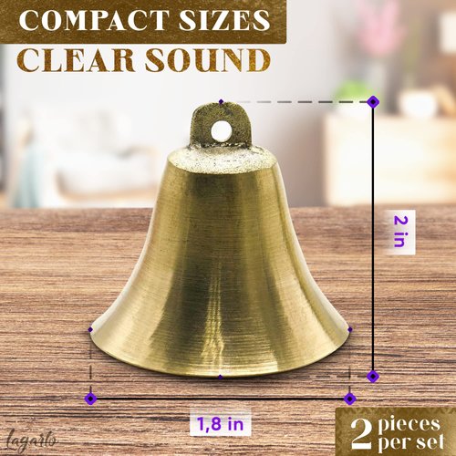 2Pcs Vintage Hanging Bells for Door - Cow Bell Necklaces Hanging Bell Brass Bells Garden Decor Gold Bells Dog Bells to Go Outside Vintage Home Decor Door Bell - Door Decor Jingle Bell Ornament Bells