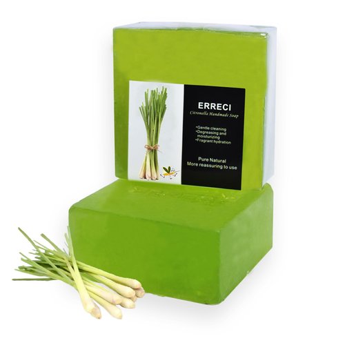 ERRECI Citronella Soap, Upgraded 2Pcs, 2 in 1 Natural Citronella Lemongrass Soap for Humans, Citronella Soap Bar, Wash Soap for Body & Facial Skin
