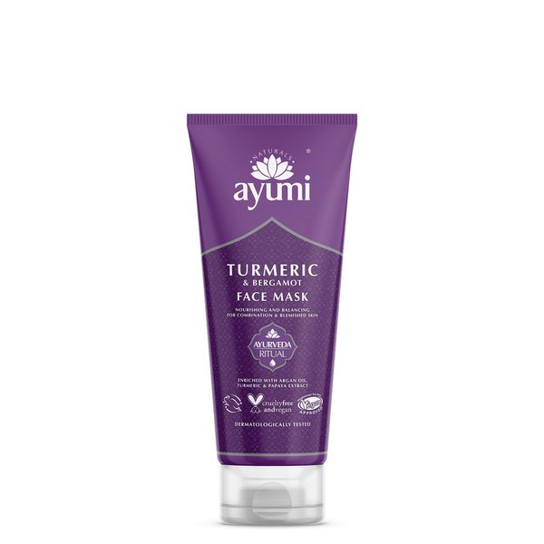 Ayumi Turmeric & Bergamot Face Mask | Award Winning Natural Turmeric Clay Mask | Vitamin C Soothes Inflammation & Reduces Spots | Papaya Acne Treatment for Face | Vegan Friendly | 3.3 Fl Oz