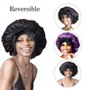 BONNET QUEEN Reversible Silk Bonnet for Sleeping Double Layer Satin Bonnet Hair Bonnet Adjustable Tie Bonnets Satin Lined Bonnet Night Sleeping Hair Wrap for Women Black Purple
