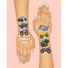 xo, Fetti Monster Truck Party Supplies Temporary Tattoos - 42 Metallic Styles | Trucks, Big Cars, Finish Lines + Flames