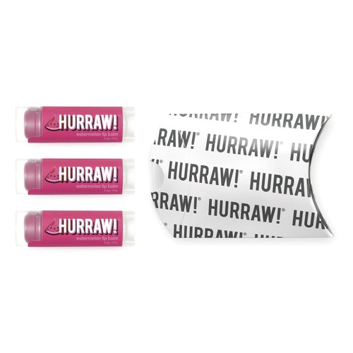 Hurraw! Watermelon Lip Balm, 3 Pack: Organic, Certified Vegan, Cruelty and Gluten Free. Non-GMO, 100% Natural Ingredients. Bee, Shea, Soy and Palm Free. Made in USA