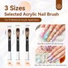 Saviland 3pcs Acrylic Nail Brush Set, Size 8/10/14 Kolinsky Acrylic Nail Brushes for Acrylic Application, Acrylic Powder Nail Art Extension with Black & White Handle for Beginner & Professional