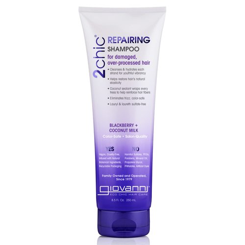 GIOVANNI 2chic Ultra-Repairing Shampoo Set - For Damaged, Over-Processed Hair, Helps Restore Hair's Natural Elasticity, Blackberry & Coconut Oil, Argan, Shea Butter, Color Safe - 8.5 oz Each