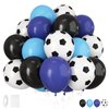 30pcs Soccer Balloon Blue Black,Soccer Print Balloon Set,Football Party Birthday Decorations,12 Inch Football Latex Balloon for Boys Kids Football Euros Football Sport Theme Party Decorations