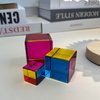 UAKZMNE Mixing Colors Cube with Display Stand Diamond Polished, Scientific and Educational Toys, Gorgeous Physics Toys Satisfying Silent Desk Toy(size40mm)