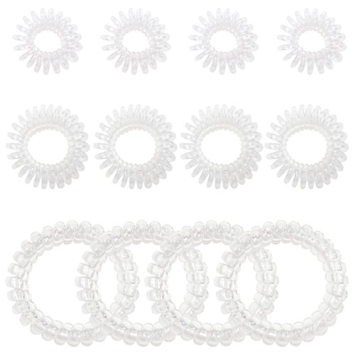 TUUXI 12 Pcs Spiral Hair Ties Clear Scrunchies Hair Accessories for Women Hair Ties No Damaged Rubber Bands for Hair Ponytail Holders Spiral Hair Ties 3 Sizes