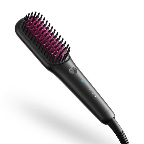 TYMO Portable Hair Straightener Brush - IONIC MINI Straightening Brush for Travel, Ionic Hot Comb Straightener for Women, 0.39lb Ultra Lightweight, 200M Negative Ions, Dual Voltage, Ceramic Tourmaline