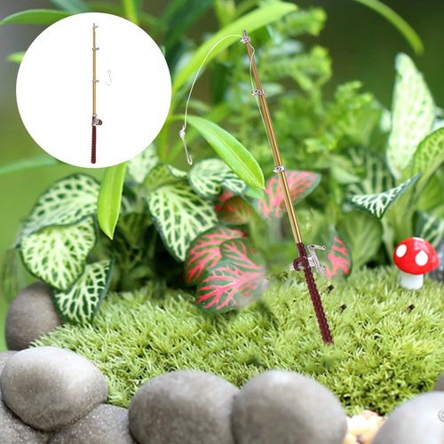 TOYANDONA Dollhouse Fishing Pole Miniature Fishing Rod Fairy Harden Fishing Pole Micro Landscape Furniture for Kids Play House Decoration