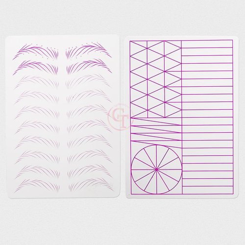 4pieces Two Sides 1.5mm Thickness Brow Practice Skin Silicone Tattoo Practice Skin with Purple Lines for Microblading Nano Brows Ombre Brows