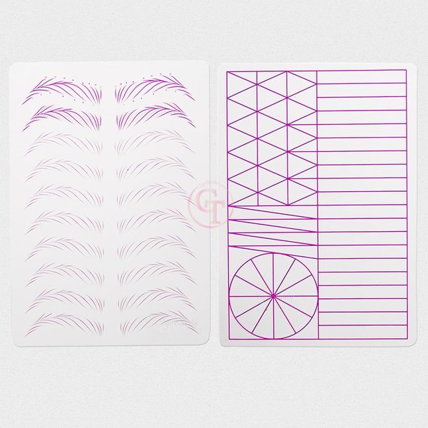 4pieces Two Sides 1.5mm Thickness Brow Practice Skin Silicone Tattoo Practice Skin with Purple Lines for Microblading Nano Brows Ombre Brows