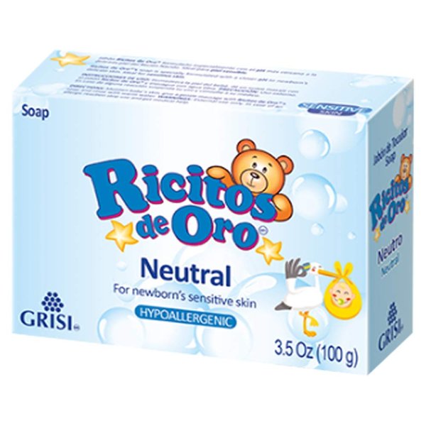Ricitos Neutro de Oro Hand Soap | Hypoallergenic Bar Soap for Sensitive Skin 3 Pack Soap; 3.5 Ounces