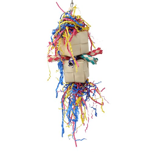 Bonka Bird Toys 1652 Duo Mardi Foraging Box 9" x 5", Medium Parrot Chew Shred Forage Cage Toy, Ringneck, Quaker, African Grey, and Similar Sized Birds