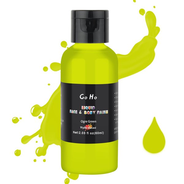 Go Ho Ogre Green Face Body Paint,Ogre Green Makeup Water Based Face Paint and Body Paint for Airbrush Makeup Special FX, Cosplay, and Halloween Make up
