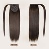 JIAMEISI Ponytail Extension Human Hair Wrap Around Clip in Hair Piece Ponytail Extension Human Hair Straight Ponytail Hair Extensions with Magic Paste 90G 20 Inch #2 Darkest Brown