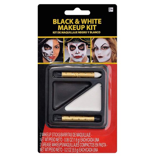 Hallo Makeup Halloween Costume Accessories Makeup Black & White Makeup Kit (2X Pcs)