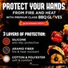 Pro-Series BBQ Gloves - Heat Resistant Grill, Grilling, and Oven Gloves for Culinary Experts - Extreme Fireproof Protection, Silicone Grip, Extra Long Mitts - Indoor & Outdoor - with Protective case