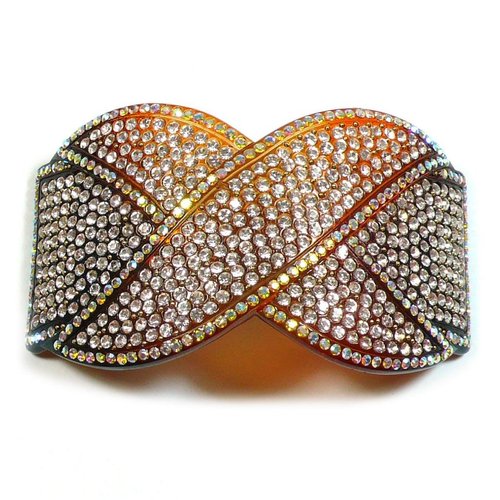 Teri's Boutique Women's Sparking Clear Barette Rhinestone Hair Clip Pin Brown