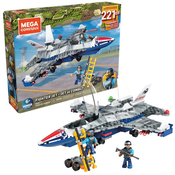 Mega Construx Fighter Jet Construction Set with character figures, Building Toys for Kids (223 Pieces)