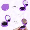 2pcs Folding Travel Mirror Hair Brushes Round Mirror Pocket Hair Brush Portable Mini Pop Up Hair Brushes for Women Girls Wet and Dry Hair