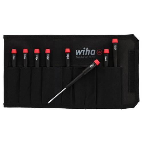Wiha 26199 Slotted and Phillips Screwdriver Set in Rugged Canvas Pouch, 8 Piece