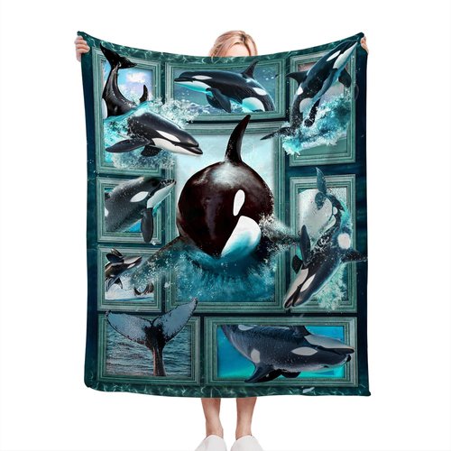 Whale Blanket Ocean Whale Gifts for Boys Men sea Ocean Animal Whale Throw Blanket for Couch Sofa Bed Soft Warm Flannel Fleece for Girls Kids Adults 40"x50"