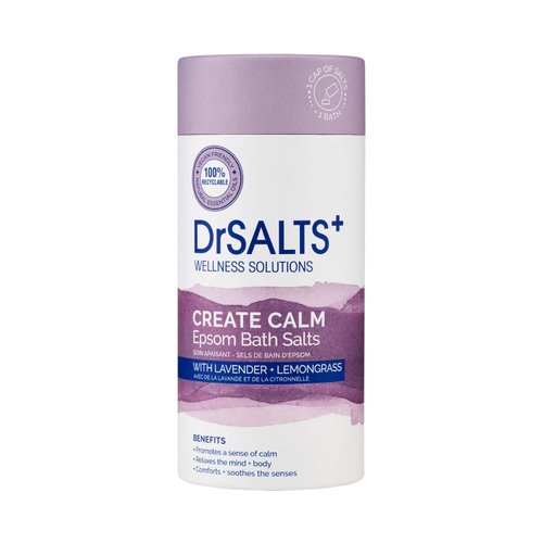 DrSALTS+ Calming Therapy Epsom Salts Soothing Epsom Bath Salts to Relax Body and Mind with Lavender, Chamomile and Lemongrass Essential Oils, 750 g