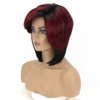Fencca Short Pixie Cut Bob Wigs for Black Women Ombre Burgundy Red Wig with Bangs Side Part Layered Synthetic Burgundy Wig Natural Looking for Daily Party Use (red wine)