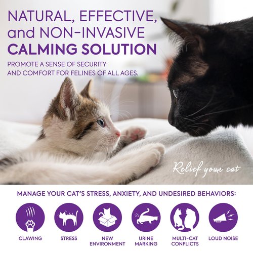 TopSum Cat Calming Diffuser Refills: 4 Pack Cat Pheromones Calming Diffuser Refill - Premium Cat Calming Diffuser Refill - Cat Pheromones for 4-Month Use, Cat Anxiety Relief, 4 Pack (Lavender)