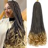 French Curl Box Braids 6 Packs 22 Inch Goddess Box Braids Crochet Hair Pre Looped French Curly Braiding Hair Crochet Box Braids With Curly Wavy Ends Synthetic Hair Extensions (#1B/27)