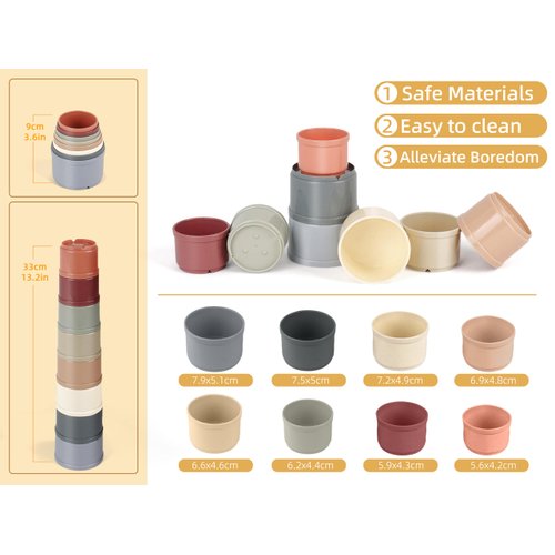 HIIMALEX 8-Pcs Bunny Toys Stacking Cups for Rabbit Foraging and Play Bunny Essential Toys Safe Plastic Accessories Toys for Small Animals Rabbits