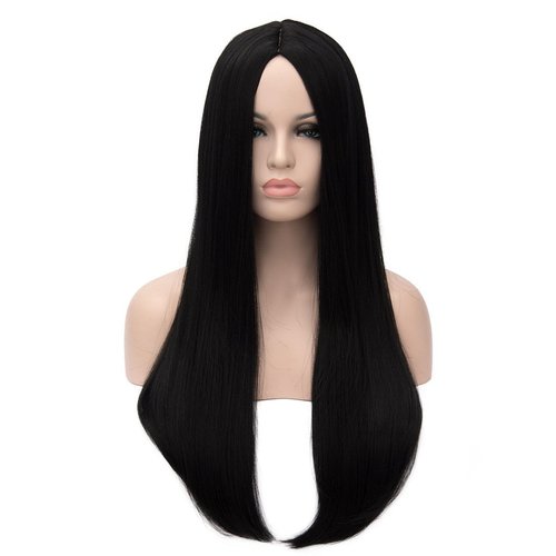 Kalyss Natural Black Beehive Wig Women’s Curly Wavy Long Heat Resistant Synthetic Hair Cosplay Costume Wigs (Natural Black)