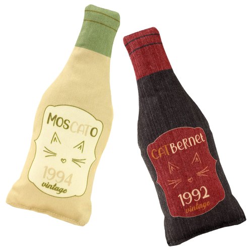 Wine Bottle Catnip Toys for Cats and Kittens Plush Wine Bottle - Funny Cat Toy Moscato and CATber...
