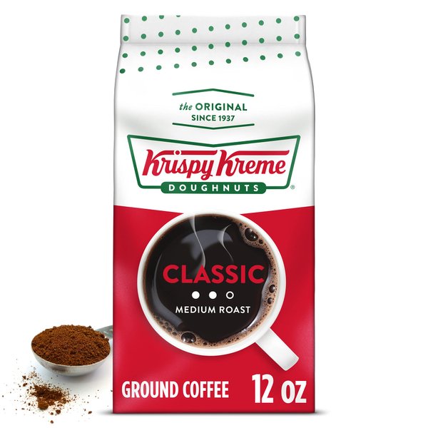 Krispy Kreme Doughnuts, Classic, Ground Coffee, Medium Roast, Bagged 12oz