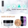Silver and Magic Purple Holographic Chunky Glitter Cosmetic Body Hair Face Eye Nail for Festival Carnival Concert Beauty Rave Accessories Different Shapes 4 Pots 32g/1.12oz+ Quick Dry Primer Glue Gel