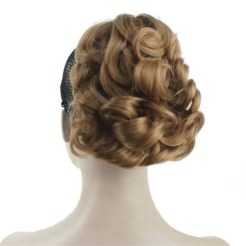 Aimole 6" Short Curly Synthetic Ponytail Clip in Claw Extensions 80g with a jaw/claw clip(19-Light Strawberry Blonde)