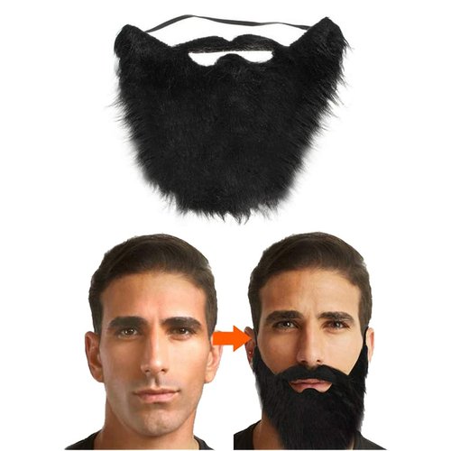 Halloween Fake Beard, Costume Party Funny Costume Beard, Black Chong Beard Mustache Halloween Wig