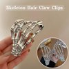 Skeleton Hand Metal Hair Claw Clips, 1Pcs Ghost Hand Alloy Hair Claw Clips, Skull Punk Style Metal Hair Clip for Women Hair Accessories Clamps Cosplay Party Halloween Decorations(Silvery)