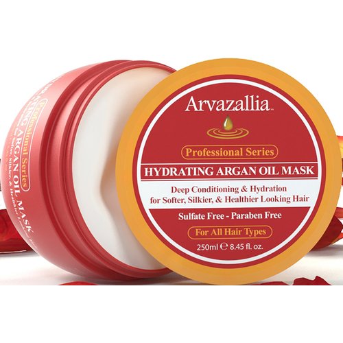Arvazallia Hydrating Argan Oil Hair Mask and Deep Conditioner for Dry or Damaged Hair - 8.45 Oz