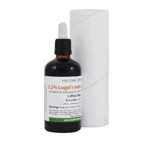 2.2% Lugol's Iodine Solution 3.4 Fl Oz | Pharmaceutical Grade Ingredients | Lugols Solution Made with Iodine and Potassium Iodide. Heiltropfen®