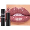Jolilab Sparkling Lipstick Lip Gloss Long Lasting Waterproof Moisturizer Lip Balm Glitter Shimmer Metallic Lipstick, Diamond Shiny Bold Glow Goth Lipstick for Women Girls,Non-sticky (1, 07#)