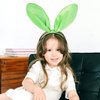 Doneace Easter Bunny Ears Headbands for Women, Glitter Rabbit Ears Knotted Hair Band Cute Bunny Headband Easter Party Decoration Easter Birthday Party Favors Costume Cosplay Gift 1Pcs(Green)