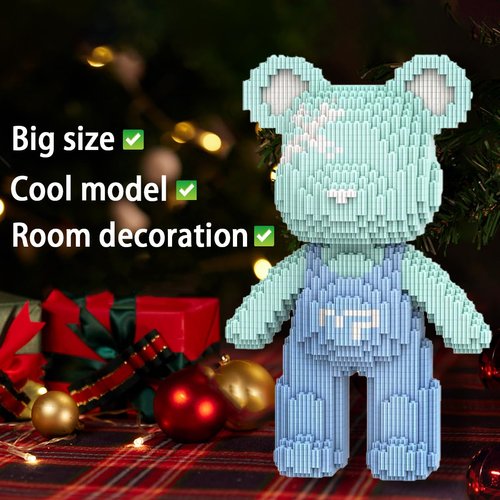 VIIOVOIIV Blue Bear Brick Micro Building Blocks Set(4500Pieces) Music Bear Building Blocks Gift for Adult and Kid