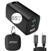 HIMAP 65W USB C Charger, GaN Pro PD Fast Charge Foldable 3 Ports Compatible with iPhone 15,14 Pro, MacBook, Samsung, Laptop, Android Devices (C Cable Included) (Black)