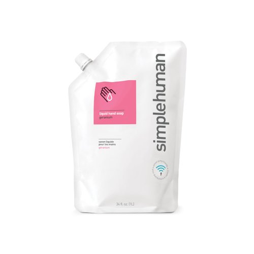 simplehuman Geranium Moisturizing Liquid Hand Soap Refill Pouch, 34 Fl. Oz